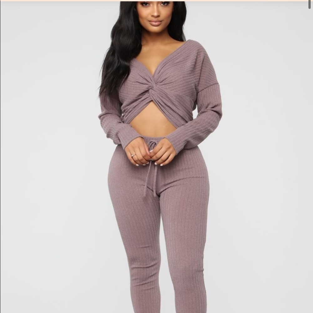 Mauve Twisted Lounge Set - Fashion Nova